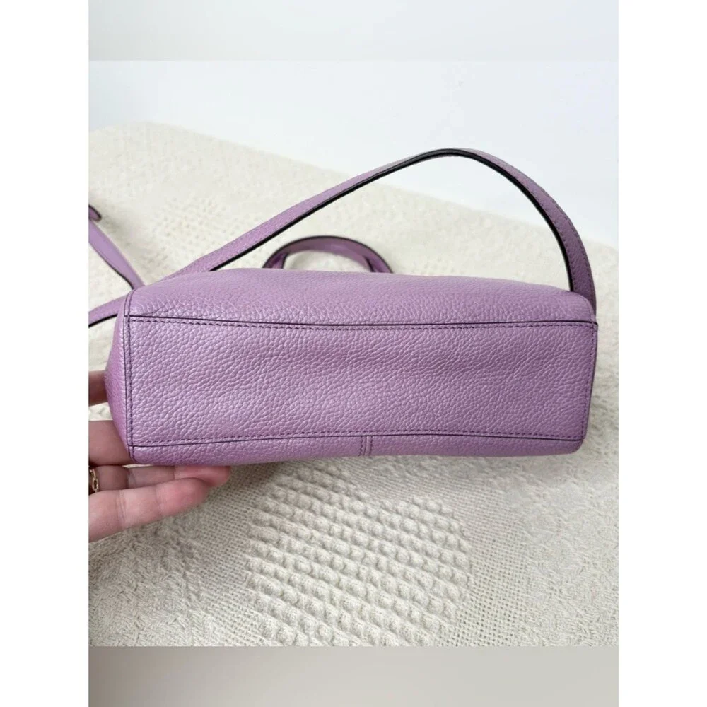 Coach Mini Kelsey Satchel F22316 Metallic Lilac Pebble Leather Crossbody Bag